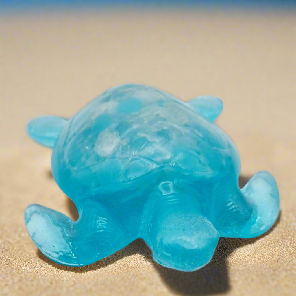 Handcrafted Turquoise Glow-In-The-Dark Sea Turtle