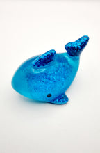 Load image into Gallery viewer, Handcrafted Resin Whale Figurines in Vivid Rainbow or Ocean Glitter
