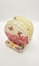 Load image into Gallery viewer, Geode Resin Coasters Featuring Flowers &amp; Butterflies with Matching Coaster Holder
