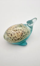 Load image into Gallery viewer, Handcrafted Resin Whale Figurine Featuring A Large Vintage Cowrie Seashell
