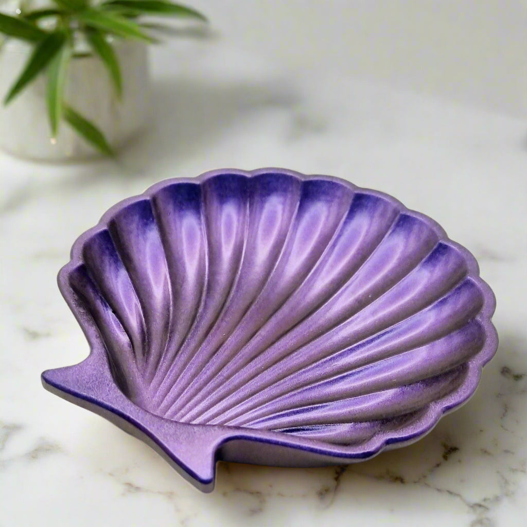 Purple Holographic Clam Shell Resin Trinket Dish