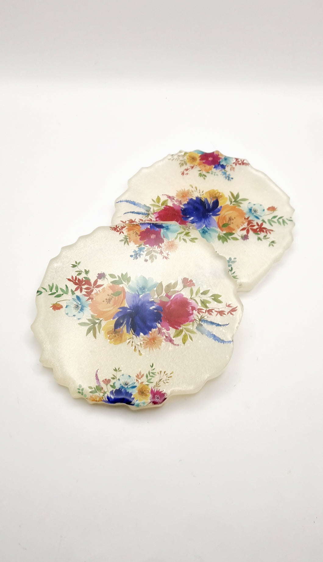 Floral Washi Tape Geode Resin Coaster Sets