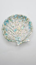 Load image into Gallery viewer, Handcrafted Clam Shell Resin Trinket Dish Featuring Abalone Shell
