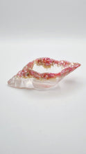 Load image into Gallery viewer, Handcrafted Seashell Shaped Resin Trinket Bowl Featuring Abalone Shell &amp; Diamond Dust
