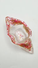 Load image into Gallery viewer, Handcrafted Seashell Shaped Resin Trinket Bowl Featuring Abalone Shell &amp; Diamond Dust
