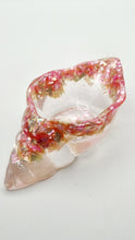 Load image into Gallery viewer, Handcrafted Seashell Shaped Resin Trinket Bowl Featuring Abalone Shell &amp; Diamond Dust
