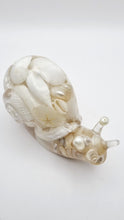 Load image into Gallery viewer, Handcrafted Resin Snail Figurine Featuring White Seashells
