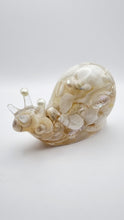 Load image into Gallery viewer, Handcrafted Resin Snail Figurine Featuring White Seashells
