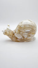 Load image into Gallery viewer, Handcrafted Resin Snail Figurine Featuring White Seashells
