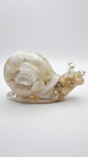 Load image into Gallery viewer, Handcrafted Resin Snail Figurine Featuring White Seashells
