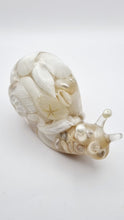 Load image into Gallery viewer, Handcrafted Resin Snail Figurine Featuring White Seashells
