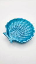 Load image into Gallery viewer, Handcrafted Glittery Turquoise Clam Shell Resin Trinket Dish
