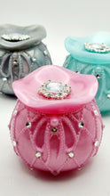 Load image into Gallery viewer, Rhinestone adorned Trinket Jars with Matching Lids Featuring a Large Rhinestone Embellishment
