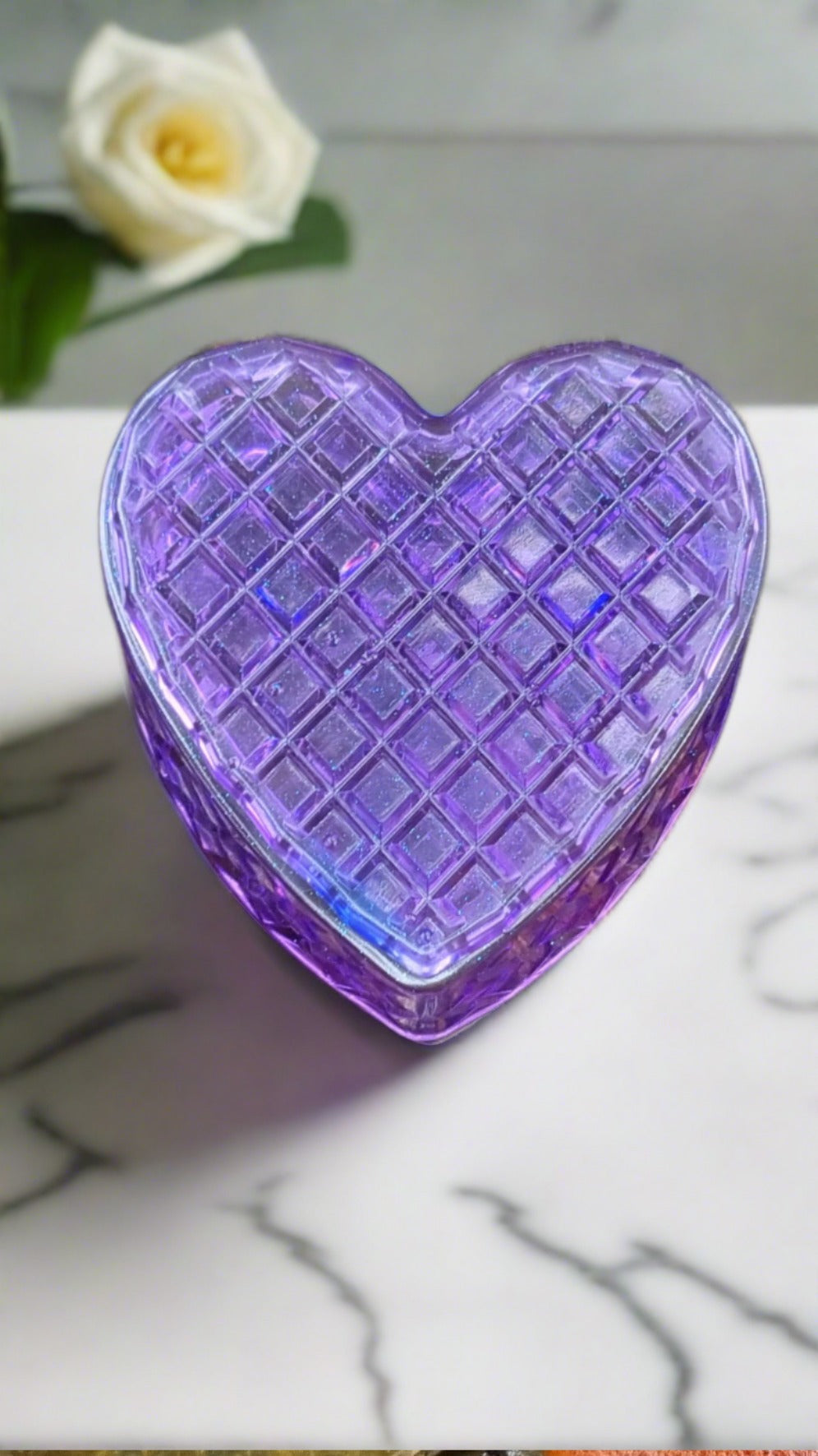 Heart Shaped Resin Crystal Cut Trinket Boxes