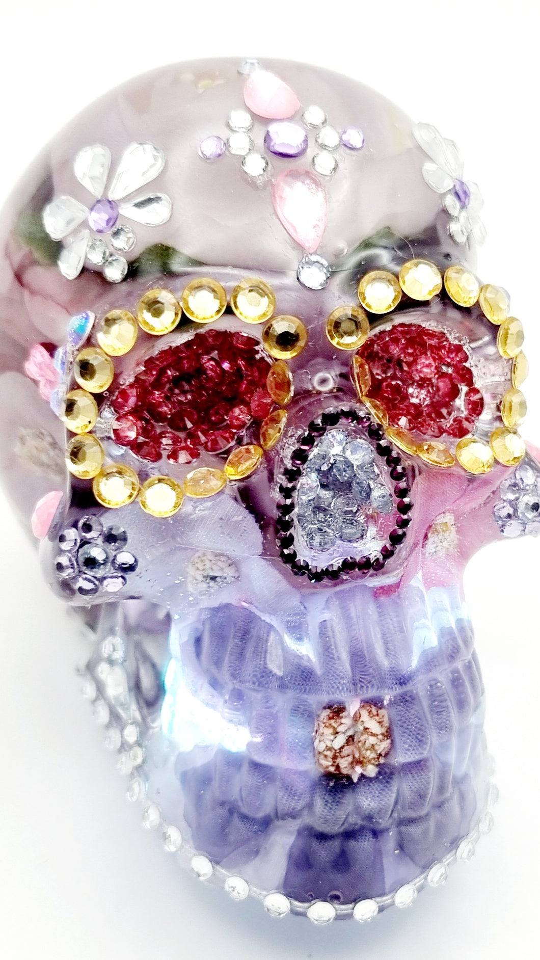 Rhinestone Floral Sugar Skull Figurine