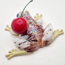 Load image into Gallery viewer, &#39;FroggiCream&#39; Ice Cream Frog Figurine &amp; Pink Marbled Hippo
