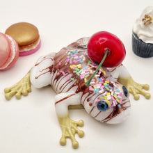 Load image into Gallery viewer, &#39;FroggiCream&#39; Ice Cream Frog Figurine &amp; Pink Marbled Hippo
