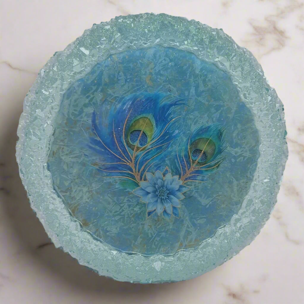 Crystal Edge Dappled Peacock Coaster