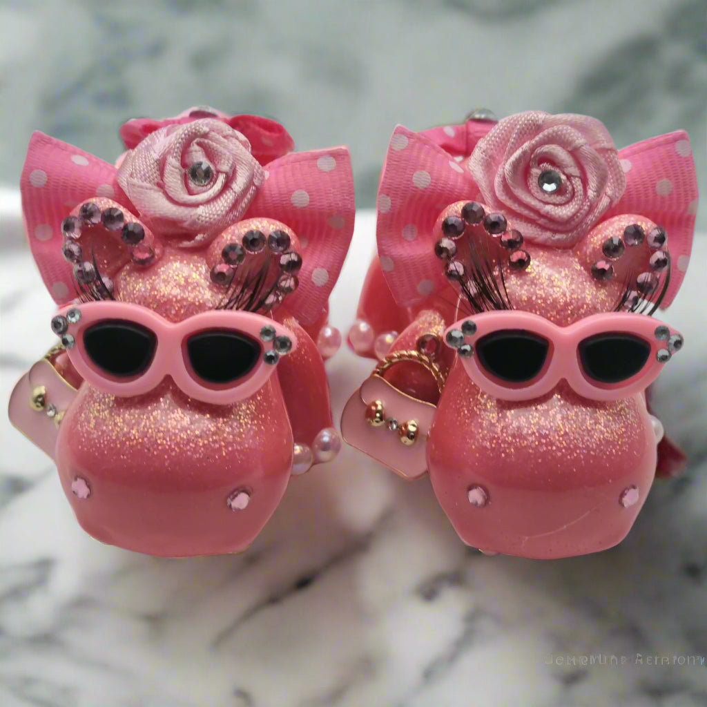 Peachy Pink Twin Hippos