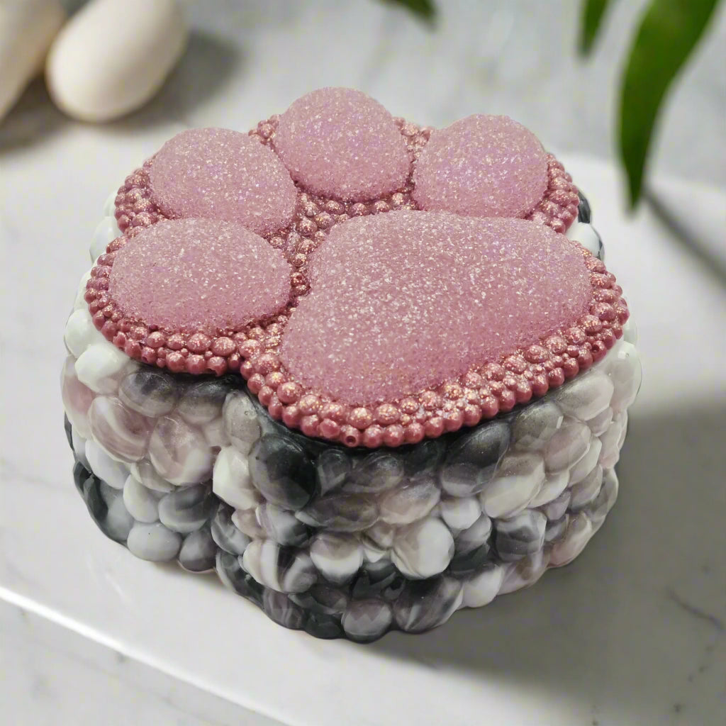 IntoResin Diamond Marbled Dog Paw Trinket Box