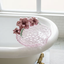 Load image into Gallery viewer, Decorative glass fruit with pink flowers on a gray background
