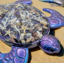 Load image into Gallery viewer, Holographic Resin Sea Turtles Featuring Pearls and Seashells
