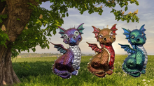 Load image into Gallery viewer, Chameleon Dragons 3 Ways Handcrafted Resin Wall Décor
