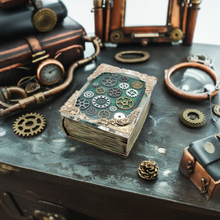 Load image into Gallery viewer, Book-shaped Steampunk Trinket Box
