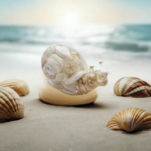 Load image into Gallery viewer, Handcrafted Resin Snail Figurine Featuring White Seashells
