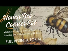 Load and play video in Gallery viewer, Honey Bee Coasters &amp; Coaster Holder Set
