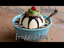 Load and play video in Gallery viewer, &#39;FroggiCream&#39; Ice Cream Frog Figurine &amp; Pink Marbled Hippo

