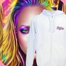 Load image into Gallery viewer, White Custom Zip Up Hoodie with Embroidered GitG Logo
