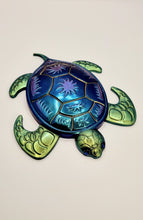 Load image into Gallery viewer, Holographic Colour Shift Blue Eyed &amp; Green Eyed Resin Sea Turtles
