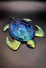 Load image into Gallery viewer, Holographic Colour Shift Blue Eyed &amp; Green Eyed Resin Sea Turtles
