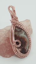 Load image into Gallery viewer, Rose Gold Woven Crazy Lace Agate Cabochon Pendant
