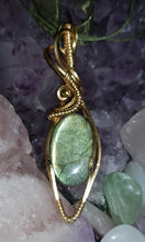 Load image into Gallery viewer, Gold Labrodite Cabochon Pendant with Gold Bead
