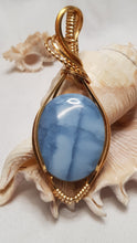 Load image into Gallery viewer, Gold Larimar Cabochon Pendant
