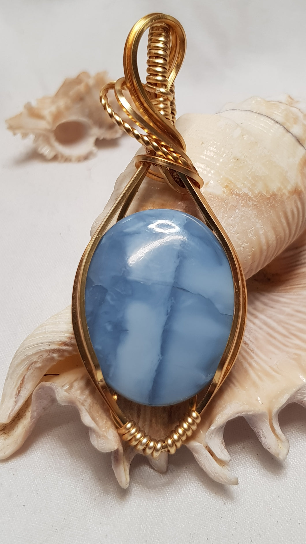 Gold Larimar Cabochon Pendant