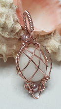 Load image into Gallery viewer, Rose Gold Pink Pearl Tumbled Beach Stone Pendant
