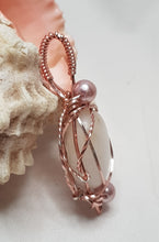 Load image into Gallery viewer, Rose Gold Pink Pearl Tumbled Beach Stone Pendant
