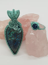 Load image into Gallery viewer, Blue Azurite Cabochon Pendant &amp; Matching Blue Ring
