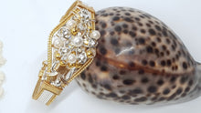 Load image into Gallery viewer, Gold &amp; Silver Pearl Beaded Diamante Cuff Bangle
