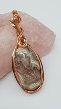 Load image into Gallery viewer, Copper Wire Wrapped Crazy Lace Agate Cabochon Pendant
