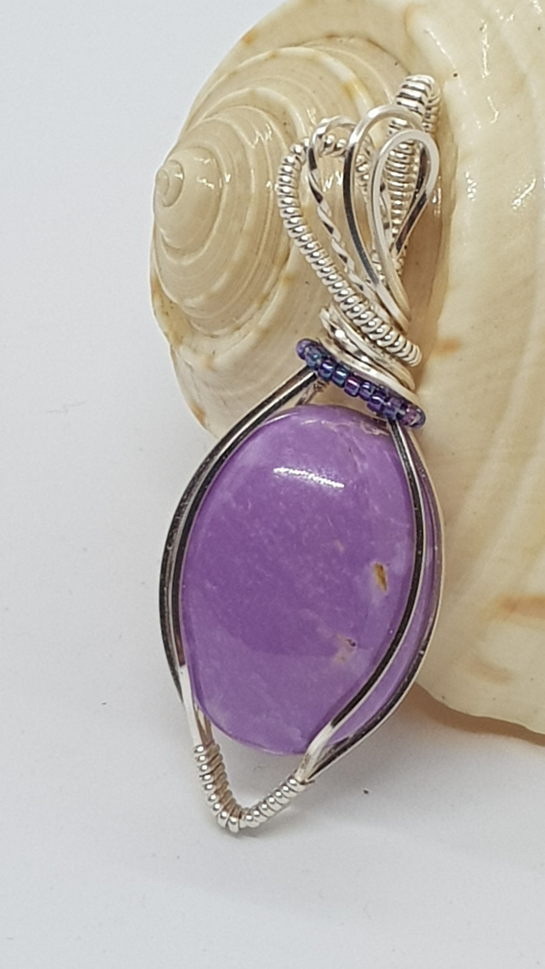 Silver Wire Wrapped Phosphosederite Cabochon Pendant