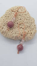 Load image into Gallery viewer, Rose Gold Rhodochrosite Gemstone Bead Earrings
