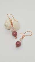 Load image into Gallery viewer, Rose Gold Rhodochrosite Gemstone Bead Earrings
