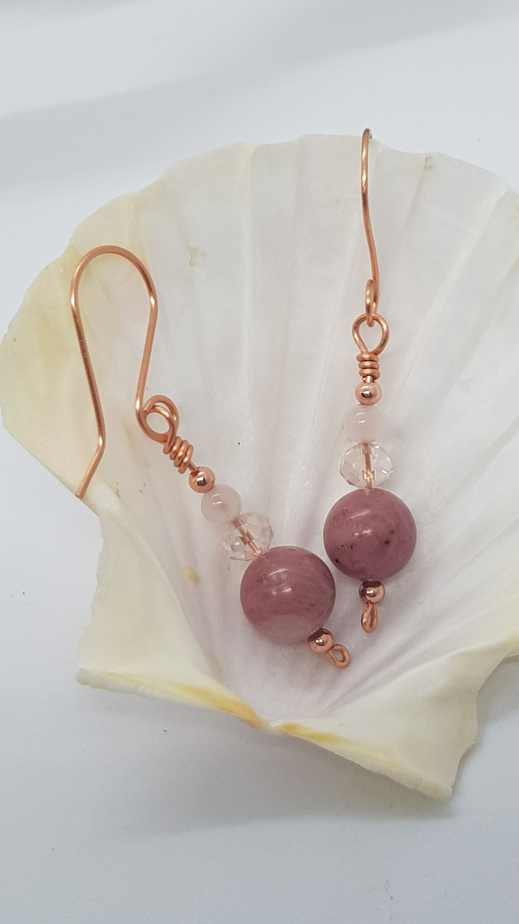 Rose Gold Rhodochrosite Gemstone Bead Earrings