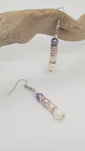 Load image into Gallery viewer, Silver Rhinestone Rondelle Pastel Pearl Beaded Earrings
