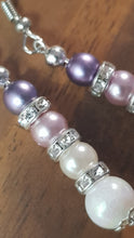 Load image into Gallery viewer, Silver Rhinestone Rondelle Pastel Pearl Beaded Earrings
