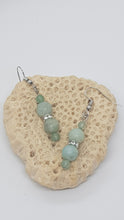 Load image into Gallery viewer, Silver Rhinestone Rondelle Amazonite Aventurine Gemstone Bead Earrings
